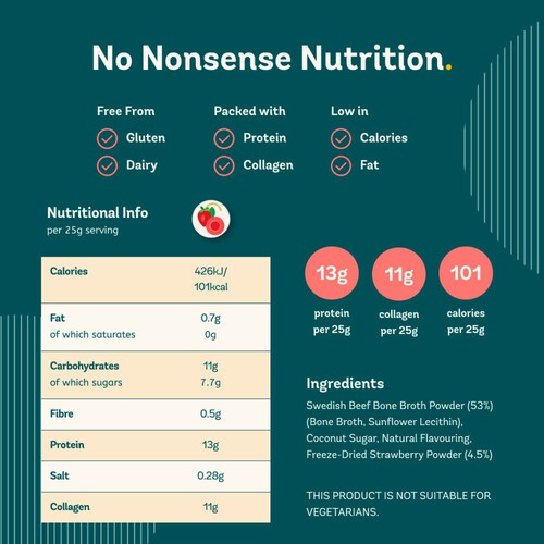 Freja Collagen Bone Broth Shake - Strawberry