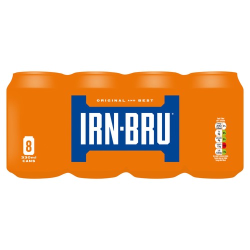 Irn-Bru original flavoured soft drink 8 x 330ml cans, UK version