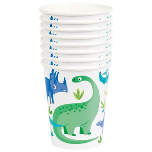 Blue and Green Dinosaur Paper Cups 9 Ounce