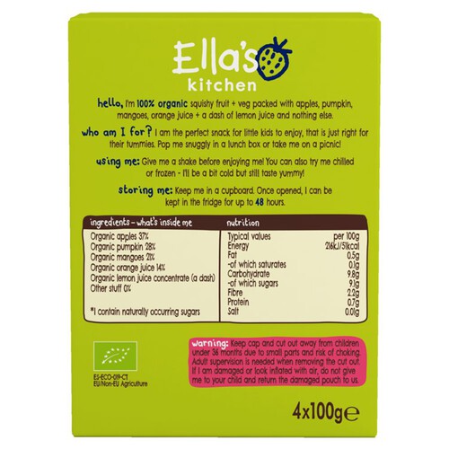 Ella's Kitchen Mango and Pumpkin Kids Drinks Multipack Pouch 3+ Years