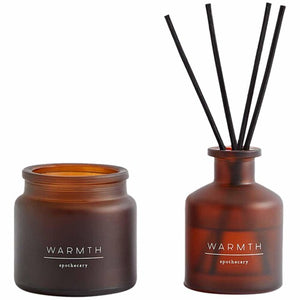 Mini Candle and Reed Diffuser Set with Warm Spicy and Woody Fragrance