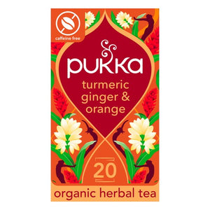 Pukka Turmeric Ginger Orange Tea x20 Home-Compostable Herbal Tea Bags