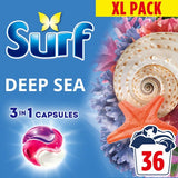 Surf Deep Sea 3 in 1 Laundry Washing Detergent Capsules 36 Washes