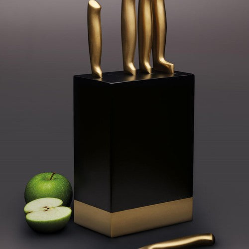 MasterClass Burnished Brass Effect Knife Set with Wooden Storage Block