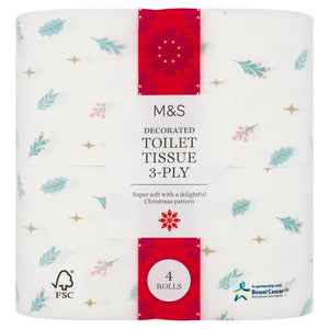 Decorated 3-Ply Christmas Toilet Tissue