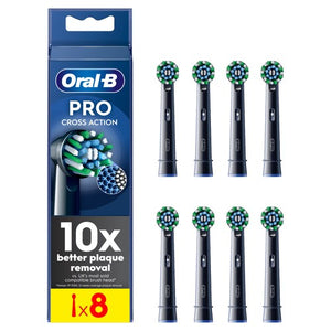 CrossAction Electric Toothbrush Replacement Heads - Pack of 8, Black