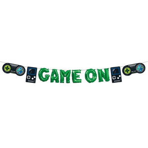 Gamer Birthday Mini Foil Balloon Banner Kit with Game On Letters
