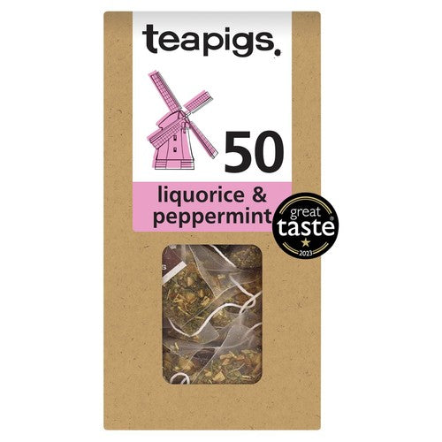 Teapigs liquorice and peppermint herbal tea bags 50 pack (British brand)