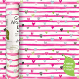Pink Ribbon Hearts Patterned Gift Wrap Roll No Cardboard Core
