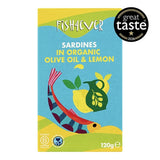 M&S Fish 4 Ever Whole Sardines Organic Lemon Olive Oil Canned Sardines 120g- Buy online at McGrocer