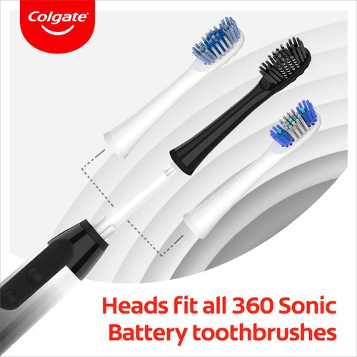 Colgate 360 Sonic Battery Toothbrush Replacement Heads Charcoal Soft
