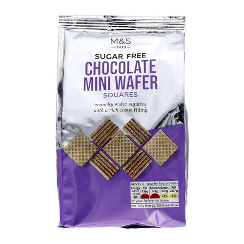 M&S sugar free chocolate wafer squares 125g, imported from the UK