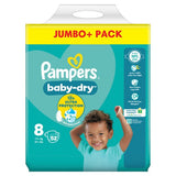 Pampers Baby-Dry nappies Size 8 Jumbo+ Pack, imported from the UK