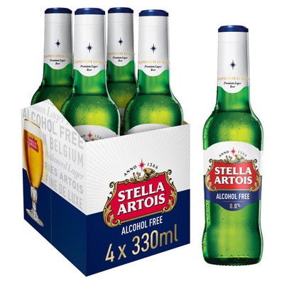 M&S Stella Artois Belgian Alcohol-Free Lager Beer 4 x 330ml- Buy online at McGrocer