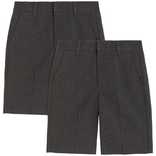 MS Boys 2pk Regular Leg School Shorts Grey 5-6 Yrs