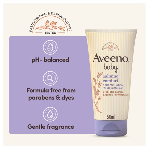 Aveeno baby bedtime lotion with prebiotic oatmeal and lavender scent - British product