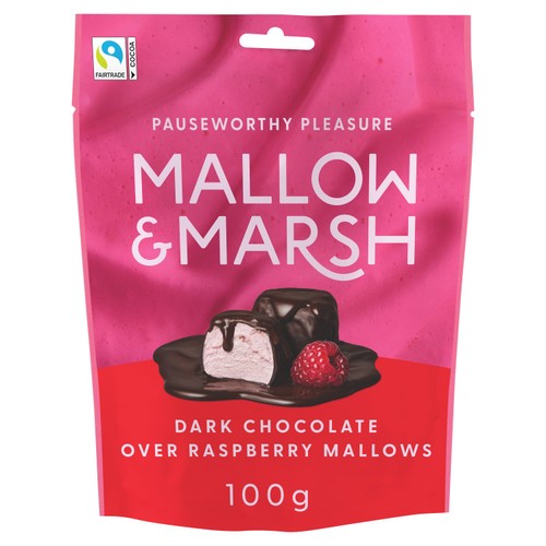 Mallow & Marsh raspberry marshmallows 100g, imported from the UK