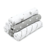 Bloomsbury Mill Organic Muslin Squares, Grey/White, 6 pack