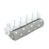 Bloomsbury Mill Organic Muslin Squares, Grey/White, 3 pack