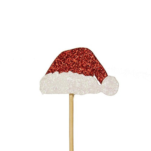 Double-Sided Glitter Santa Hat Christmas Cupcake Toppers
