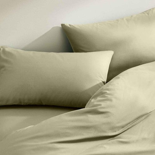 M&S Cotton Rich Bedding Set, Single, Green