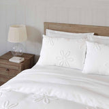 M&S Pure Cotton Tufted Floral Bedding Set, Single (3 ft), White