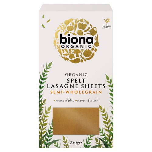 Biona Organic Spelt Semi-Wholegrain Lasagne Sheets 250g - British product