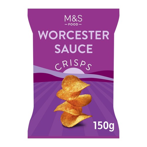 M&S Worcester sauce flavoured potato crisps 150g, imported from the UK
