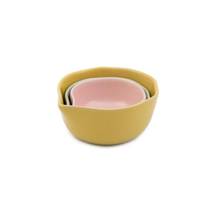 Stoneware Serving Pots with Measuring Cups, Set of 3