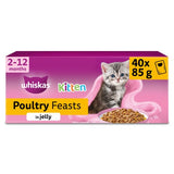 M&S Whiskas Kitten Poultry Feasts in Jelly Wet Cat Food Pouches 40 x 85g- Buy online at McGrocer