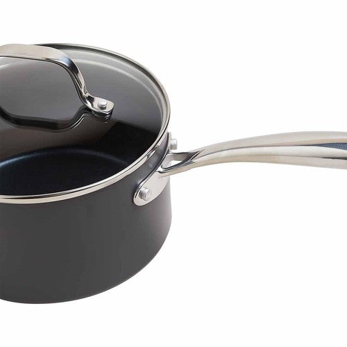 M&S Chef Hard Anodised 18cm Saucepan,Black Mix