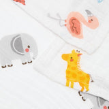 Bloomsbury Mill Organic Muslin Swaddle Blankets, Jungle Cubs. 3 pack
