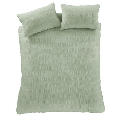 Catherine Lansfield Seersucker Single Duvet Set Sage