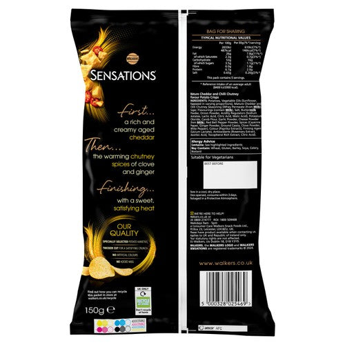 Walkers Sensations Mature Cheddar Cheese & Chilli crisps 150g (British brand)