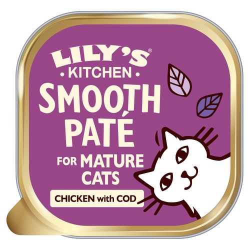 Lily's Kitchen mature smooth chicken and cod cat food pate 85g, UK version