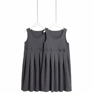 MS Girls Jersey Bow School Pinafores 8-9 Years Grey