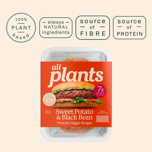 Plants sweet potato black bean veggie burgers 360g - British product