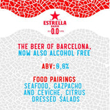 Estrella Damm 0.0% Alcohol Free Beer 4 x 440ml cans - British product