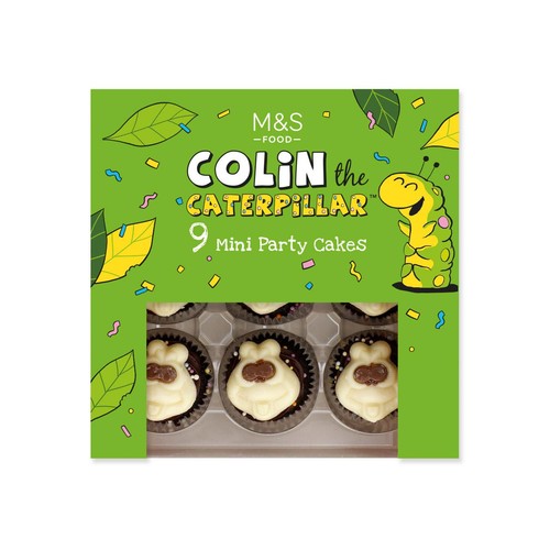 M&S mini Colin the Caterpillar chocolate cupcakes 460g, imported from the UK