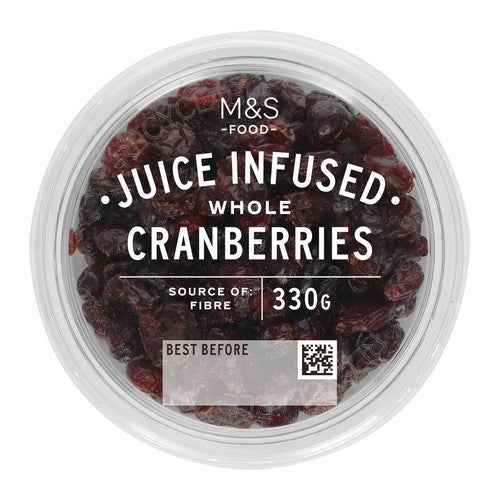 M&S apple juice infused whole cranberries 330g, imported from the UK