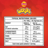 Wotsits Sweet & Spicy Flamin' Hot corn puff snacks 6x16g (British brand)