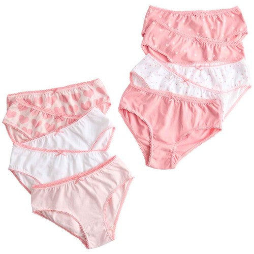 M&S Girls Cotton with Stretch Heart Knickers, 3-4 Years, Pink Mix