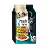 SHEBA Fresh Fine Cat Pouches with Chicken Turkey Duck in Gravy