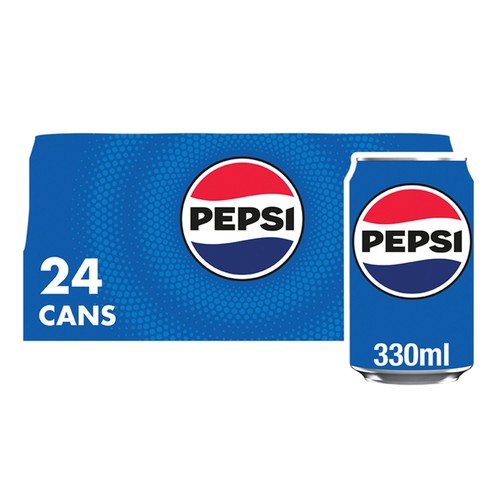 Pepsi Regular cola soft drink 24 x 330ml, imported from the UK