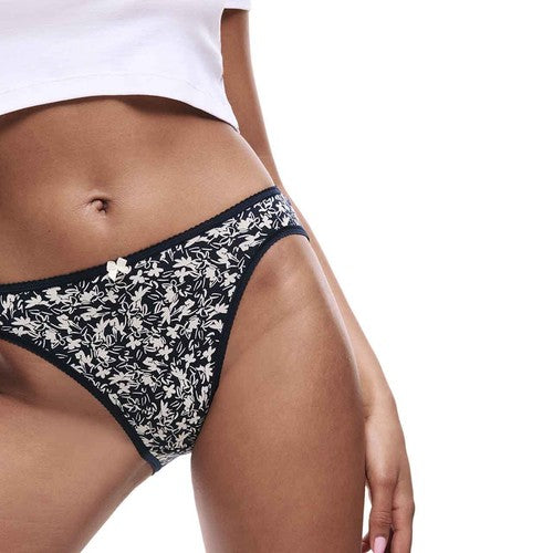 M&S Womens Cotton Lycra High Leg Knickers, 14, Grey Mix