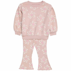 Cotton-Rich Floral Print Two-Piece Infant Outfit 9-12 Months, Pink