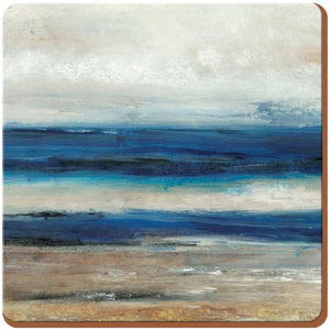 Blue Abstract Printed Coasters Set of 4, 10.5cm, Cork-Backed