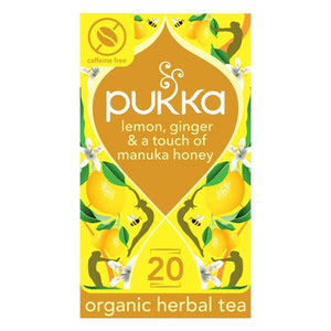 Pukka Organic Lemon GingerManuka Honey Tea x20 Compostable Herbal TeaBags