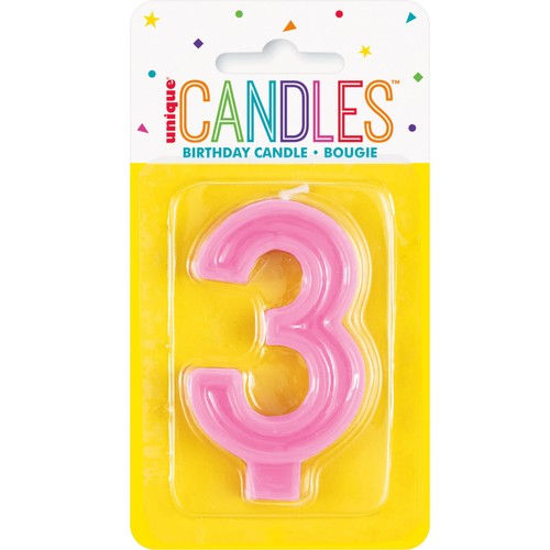 Raised Border Numeral 3 Candle