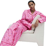 M&S Womens Striped Pyjama Set, 18, Pink